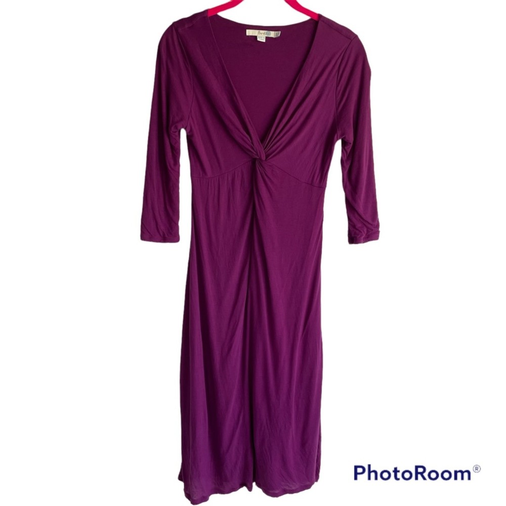 BODEN Ladies V-Neck Purple Lyocell 3/4 Sleeve Length Career Dress,‎ 4L